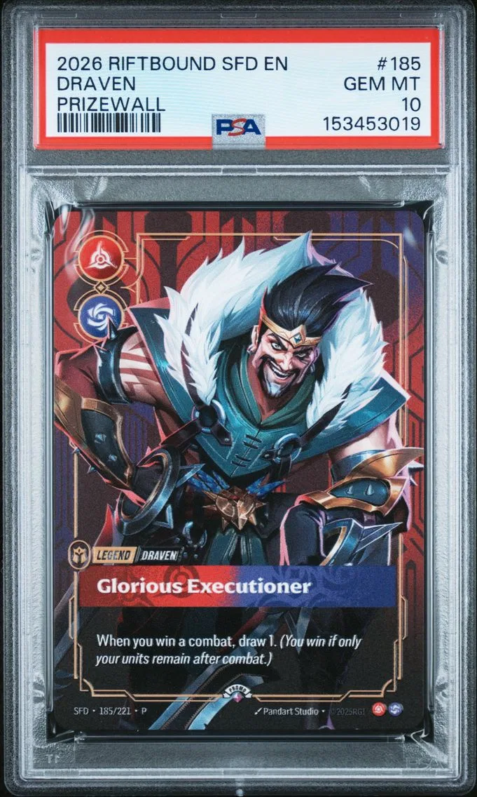 2026 #185 Draven - Glorious Executioner PSA 10 Riftbound: League of Legends Sfd-Spiritforged Plated Legends