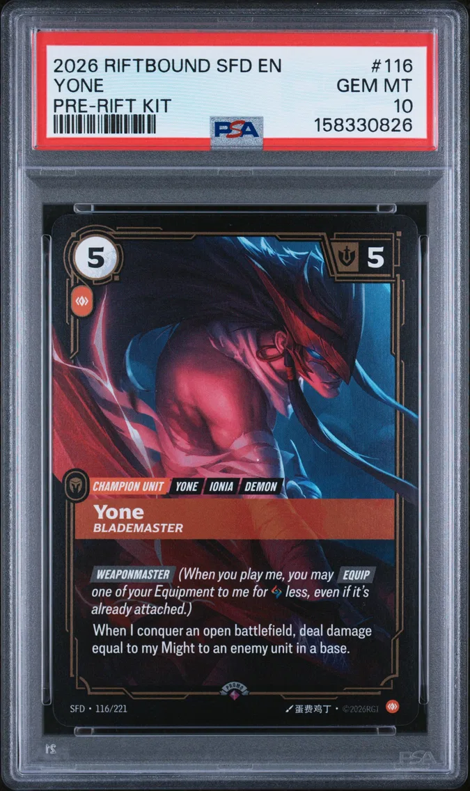 2026 #116 Yone - Blademaster PSA 10 Riftbound: League of Legends Sfd-Spiritforged