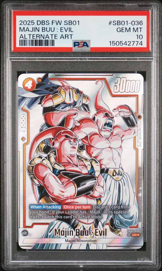 2025 #SB01-036 Majin Buu : Evil PSA 10 Dragon Ball Super Card Game Fusion World Manga Booster 01
