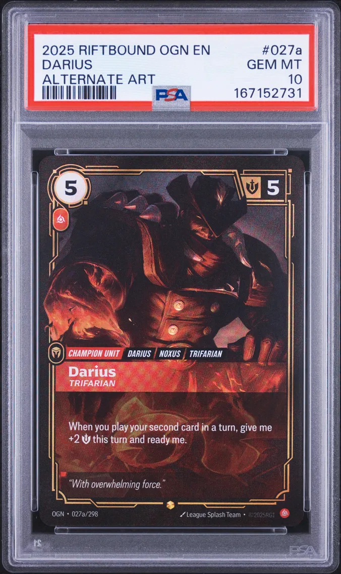 2025 #027a Darius - Trifarian PSA 10 Riftbound: League of Legends Ogn-Origins