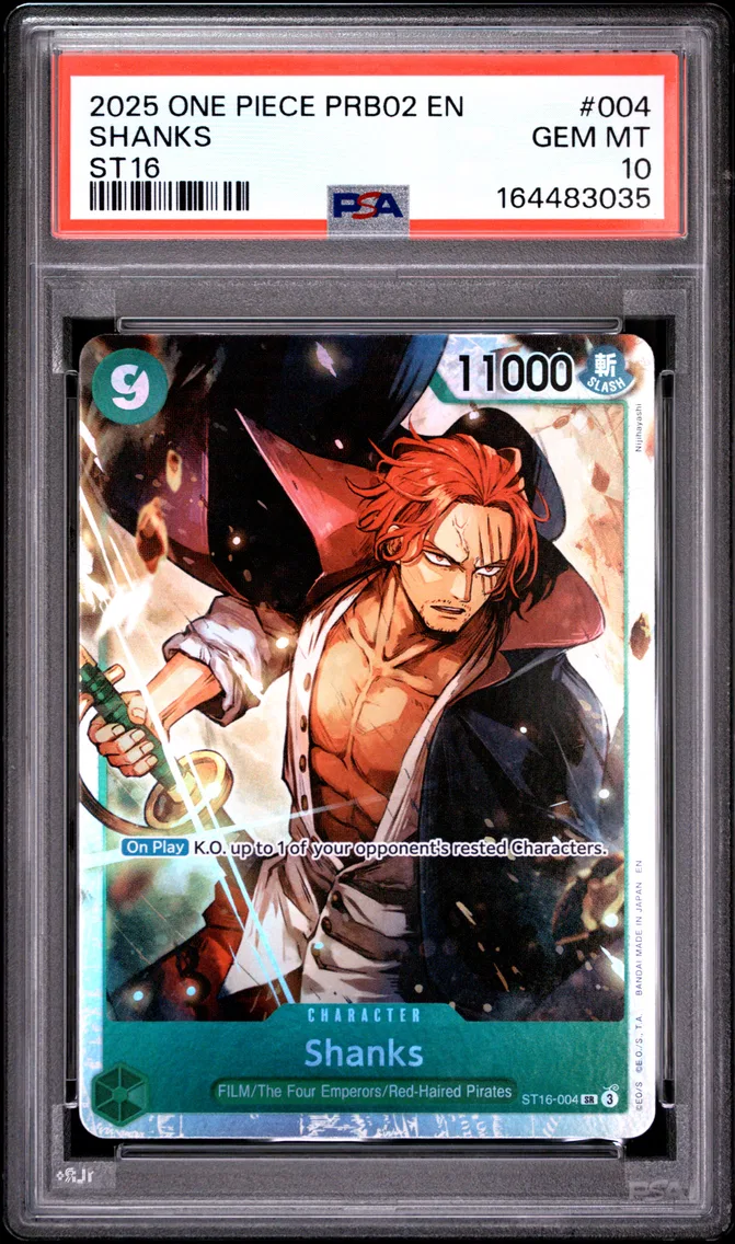 2025 #004 Shanks PSA 10 One Piece PRB02-Premium Booster -One Piece Card the Best- Vol.2