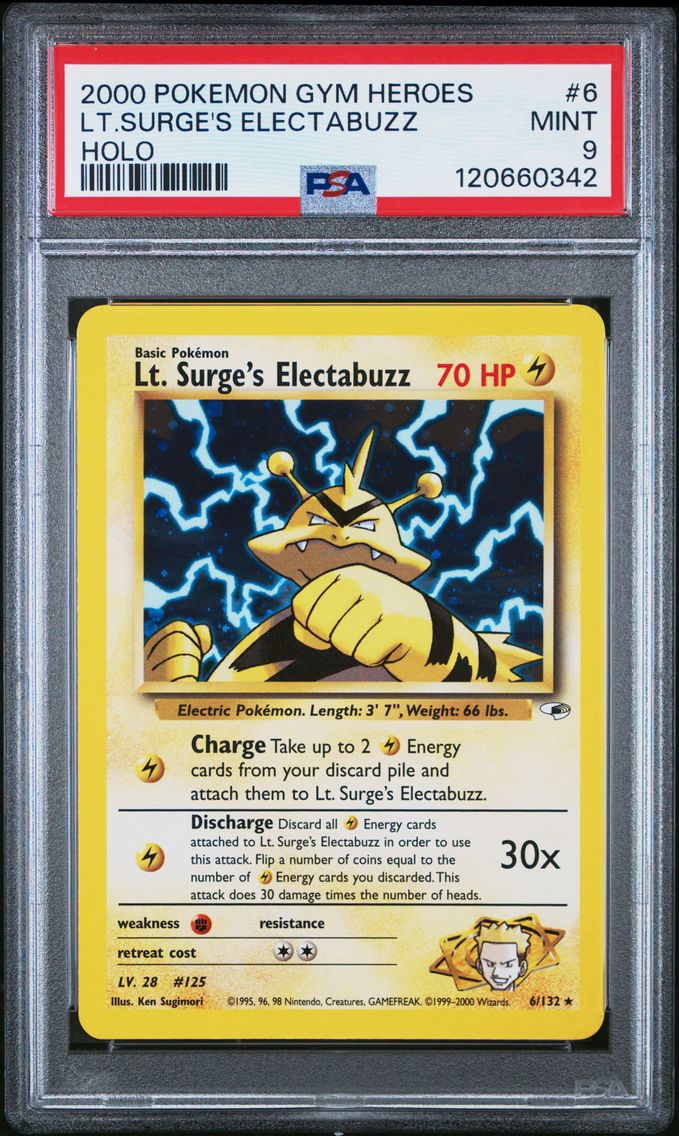 2000 #6 LT. Surge's Electabuzz PSA 9 Gym Heroes Pokemon