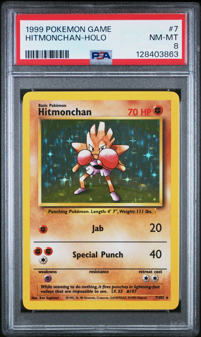 1999 #7 Hitmonchan-Holo PSA 8 Game Pokemon