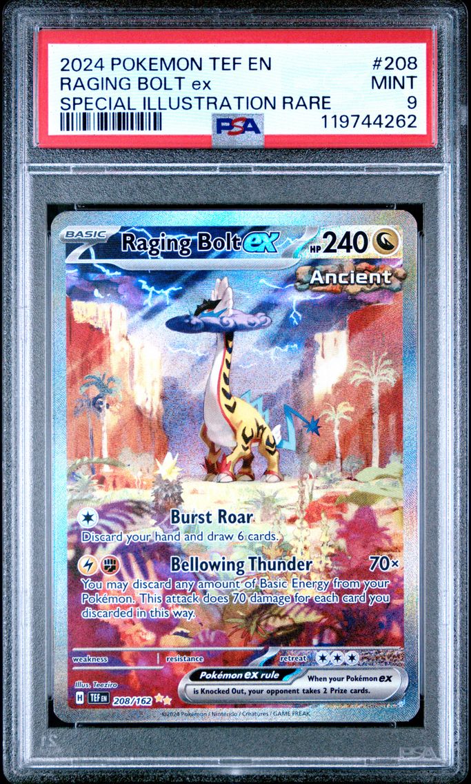 2024 #208 Raging Bolt EX PSA 9 Tef EN-Temporal Forces Pokemon