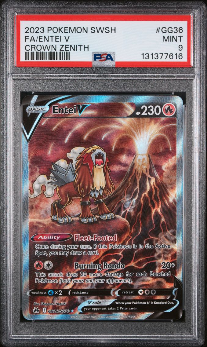 2023 #GG36 Full Art/Entei V PSA 9 Sword and Shield Crown Zenith