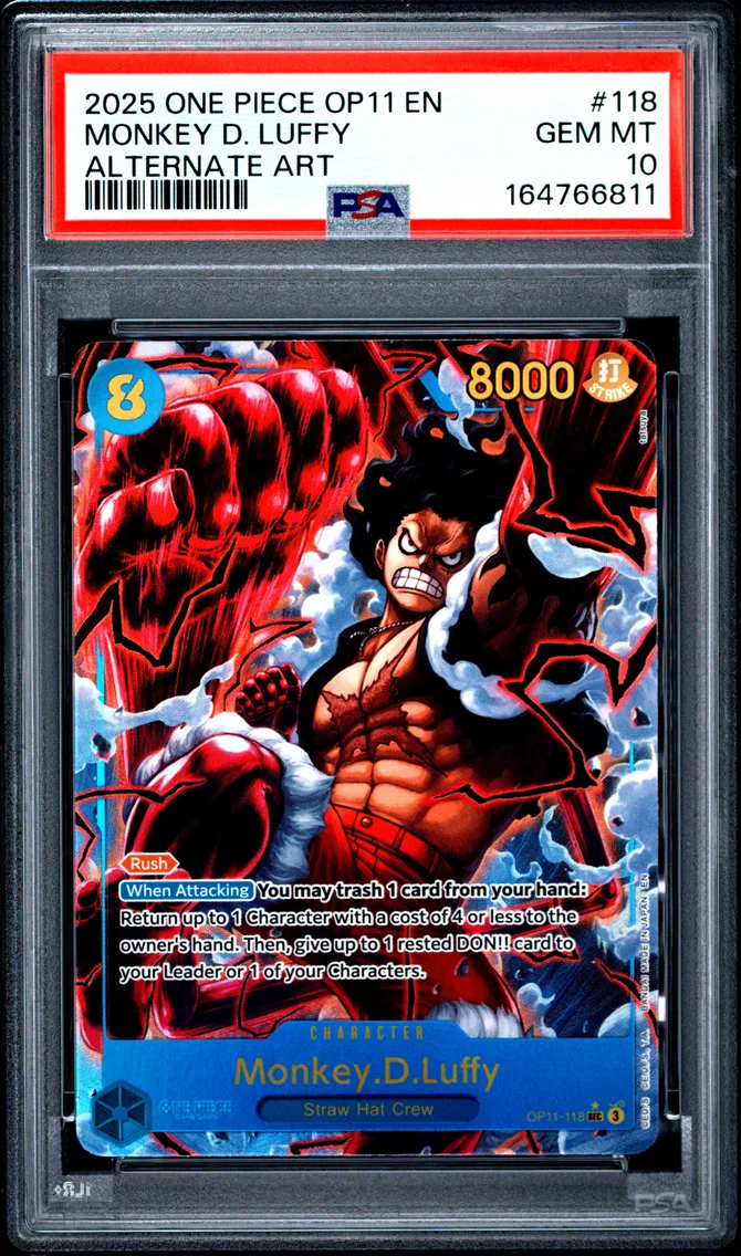 2025 #118 Monkey D. Luffy PSA 10 One Piece OP11-A Fist of Divine Speed
