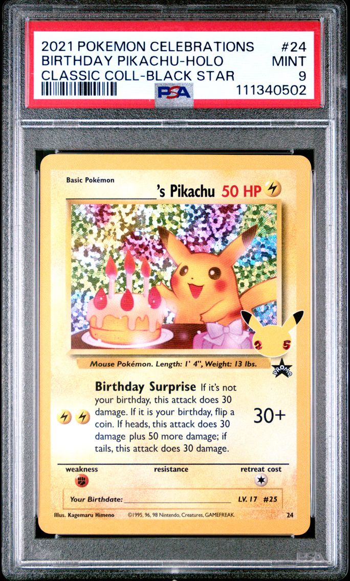 2021 #24 Birthday Pikachu-Holo PSA 9 Celebrations Classic Collection Pokemon
