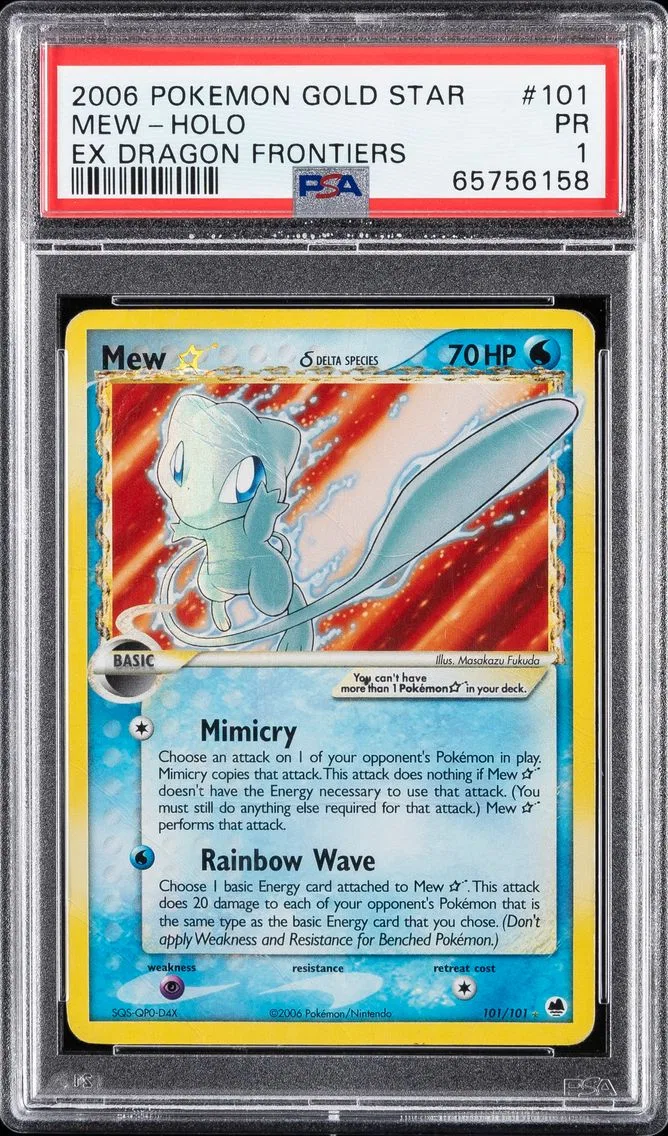 2006 #101 MEW-HOLO PSA 1 POKEMON EX DRAGON FRONTIERS | GOLD STAR