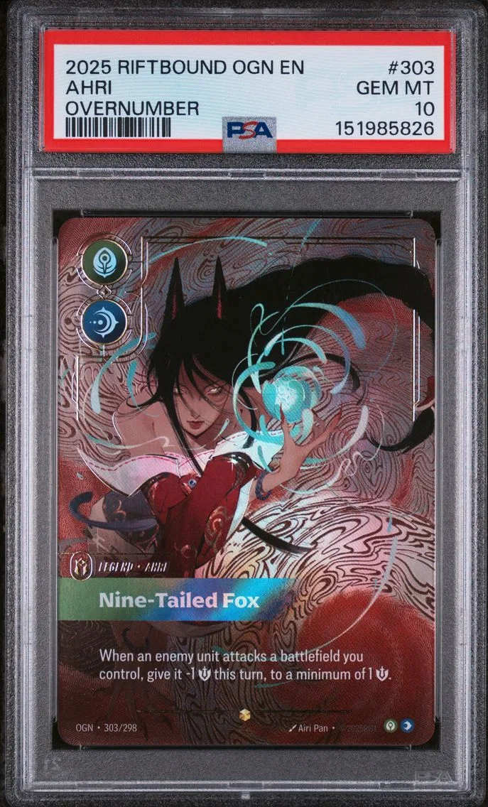 2025 #303 Ahri - Nine-Tailed Fox PSA 10 Riftbound: League of Legends Ogn-Origins