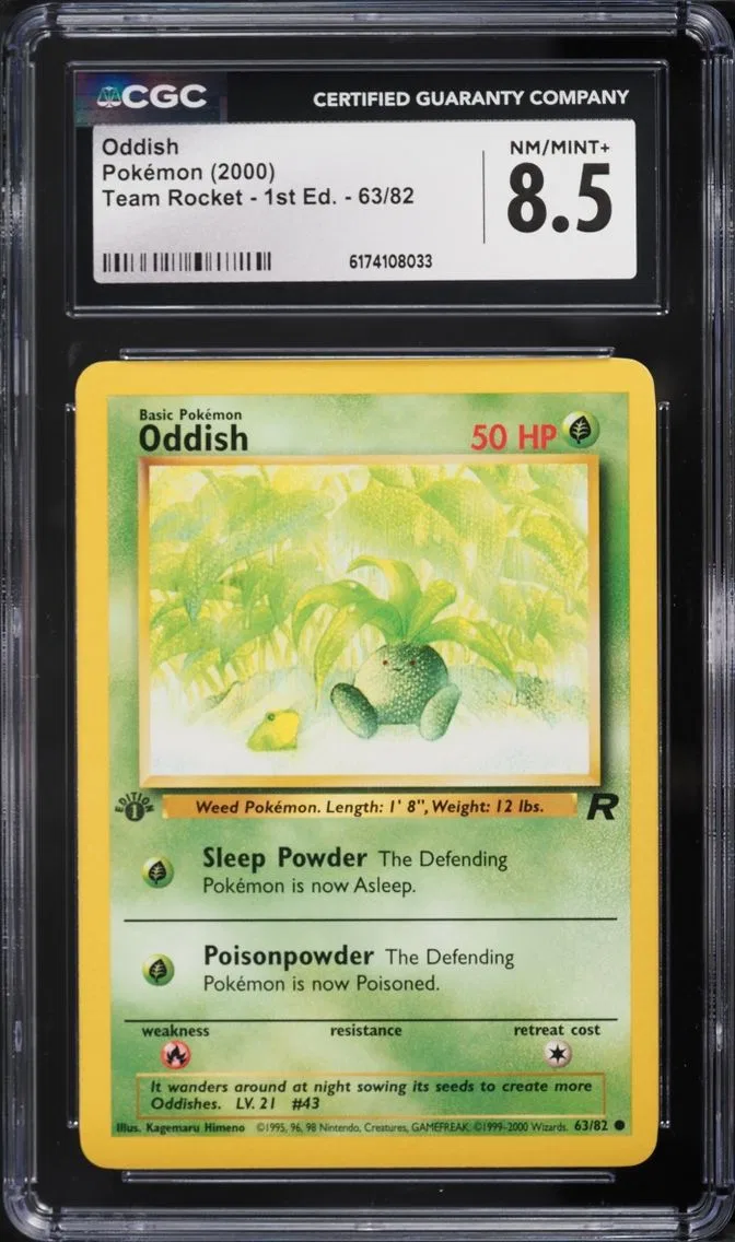 2000 #63 Oddish CGC 8.5 Pokemon Team Rocket 1st Edition