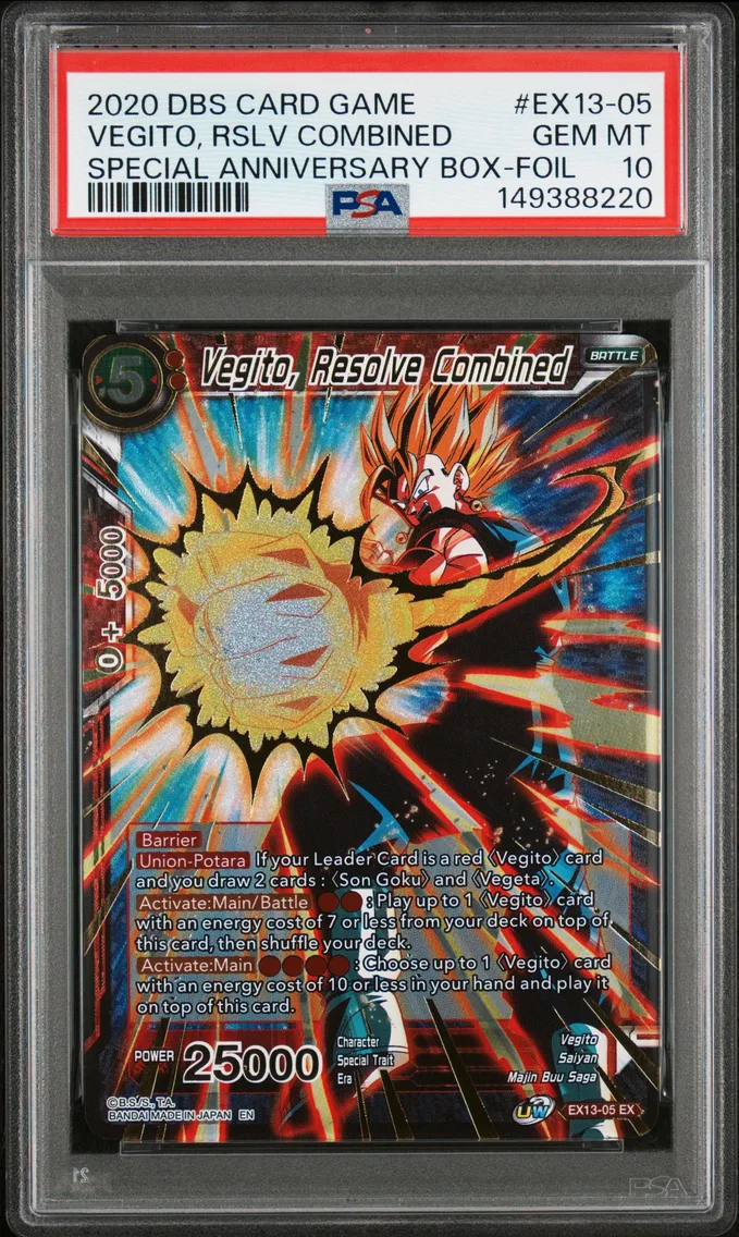 2020 #EX13-05 Vegito, Resolve Combined PSA 10 Dragon Ball Super Card Game Special Anniversary Box 2020