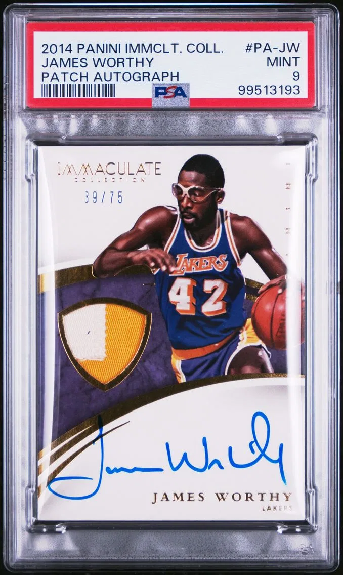 2014 #PA-JW James Worthy PSA 9 Panini Immaculate Collection Patch Autograph