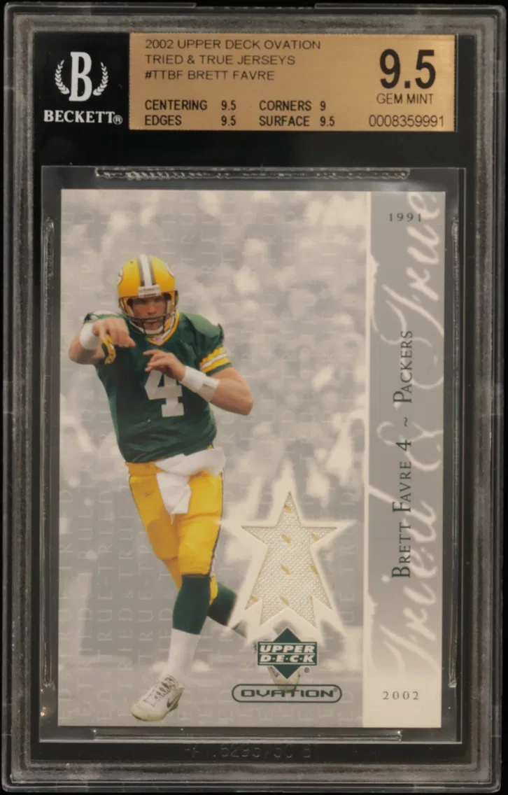 2002 #TTBF Brett Favre BGS 9.5 Upper Deck Ovation Tried and True Jerseys