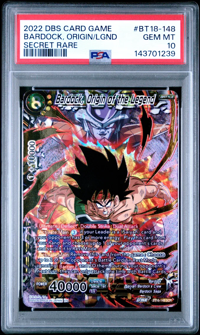2022 #BT18-148 Bardock, Origin of the Legend PSA 10 Dragon Ball Super Card Game Series 18 Dawn of the Z-Legends