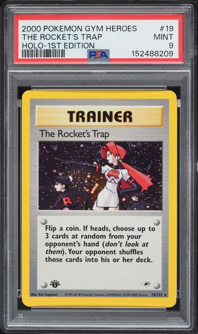 2000 #19 Gym Heroes 1st Edition Holo The Rocket's Trap MINT PSA 9 Pokemon