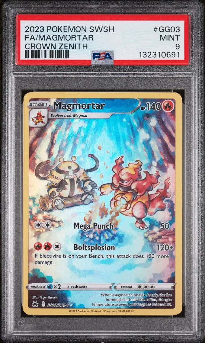 2023 #GG03 FULL ART/MAGMORTAR PSA 9 POKEMON SWORD AND SHIELD CROWN ZENITH