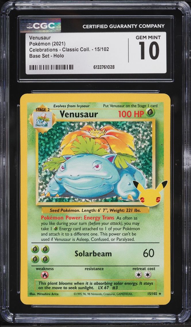 2021 Pokemon Sword & Shield Celebrations Classic Collection Holo Venusaur #15 CGC 10 GEM MINT