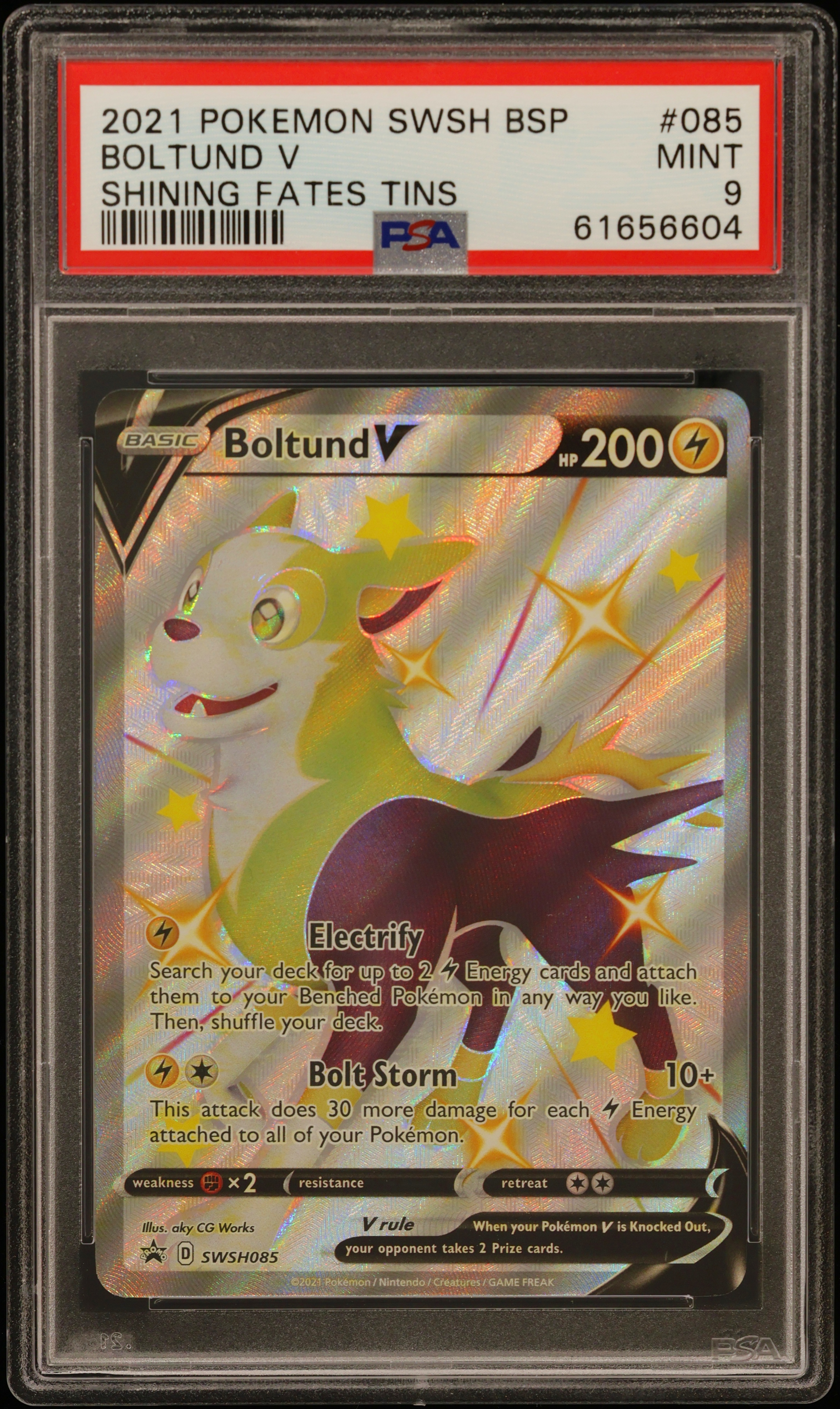 2021 #085 Full Art/Boltund V PSA 9 Swsh Black Star Promo