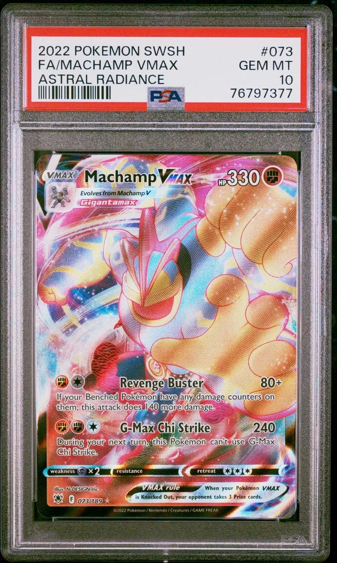2022 Pokemon Sword & Shield Astral Radiance Full Art/Machamp Vmax Sword & Shield Astral Radiance #073 PSA 10