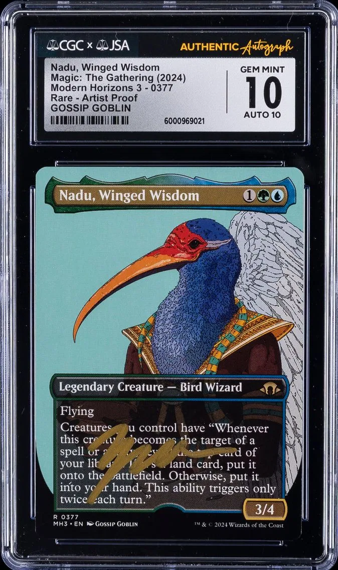 2024 #0377 Nadu,  Winged Wisdom Artist Proof Auto + Sketch (Gossip Goblin) CGC 10 Magic: The Gathering Modern Horizons 3