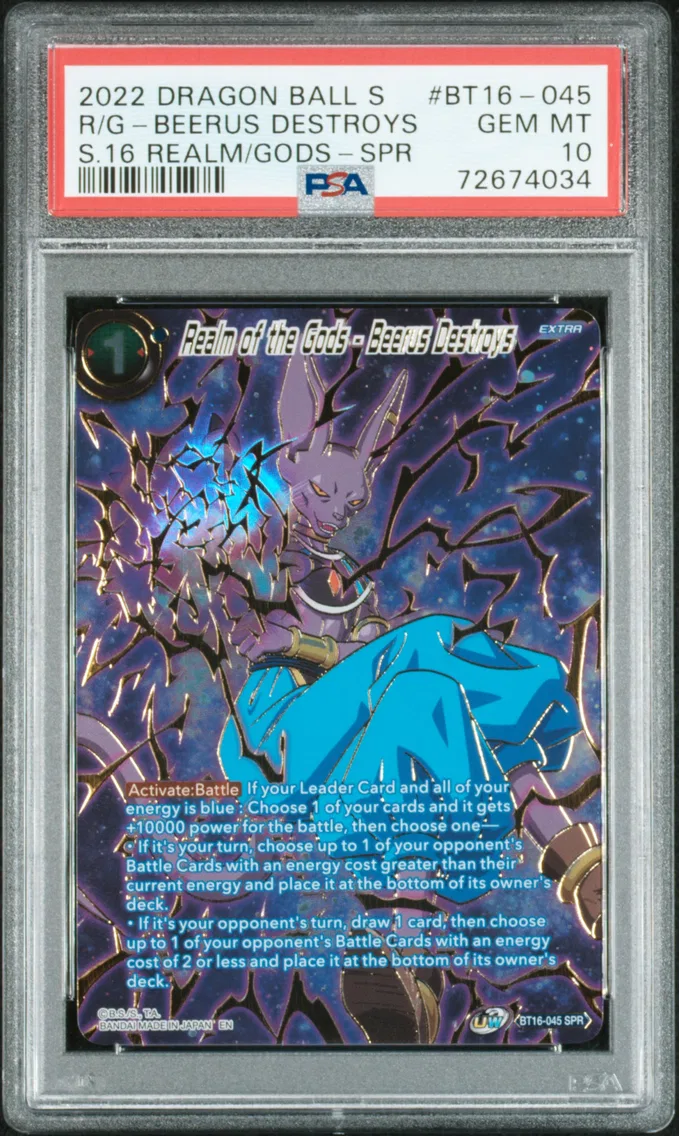 2022 #BT16-045 Realm of the Gods - Beerus Destroys PSA 10 Dragon Ball Super Card Game Series 16 Realm of the Gods