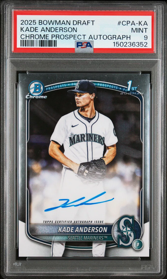 2025 #CPA-KA Kade Anderson PSA 9 Bowman Draft Chrome Prospect Autographs