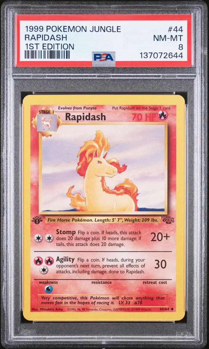 1999 #44 Rapidash 1st Edition PSA 8 Jungle