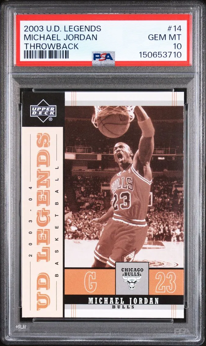 2003 #14 Michael Jordan PSA 10 Upper Deck Legends Throwback