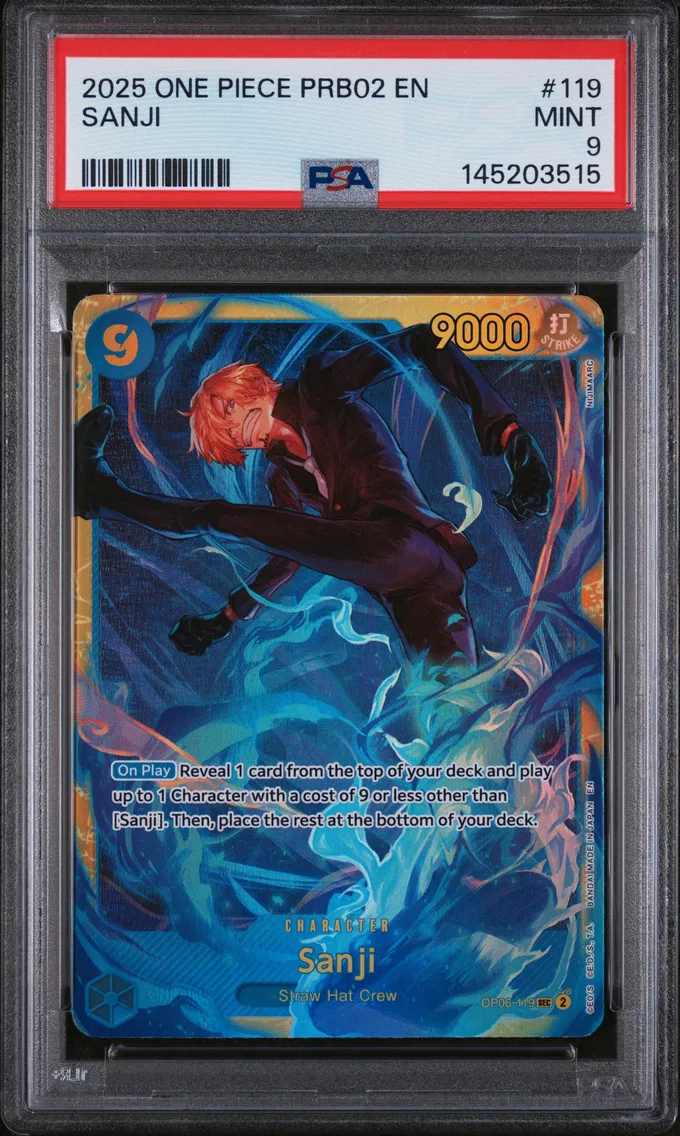 2025 #119 Sanji PSA 9 One Piece PRB02-Premium Booster -One Piece Card the Best- Vol.2