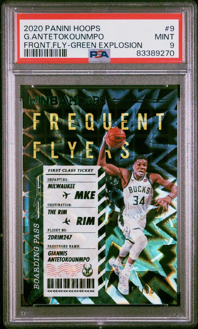 2020 #9 Giannis Antetokounmpo PSA 9 Panini Hoops Frequent Flyers