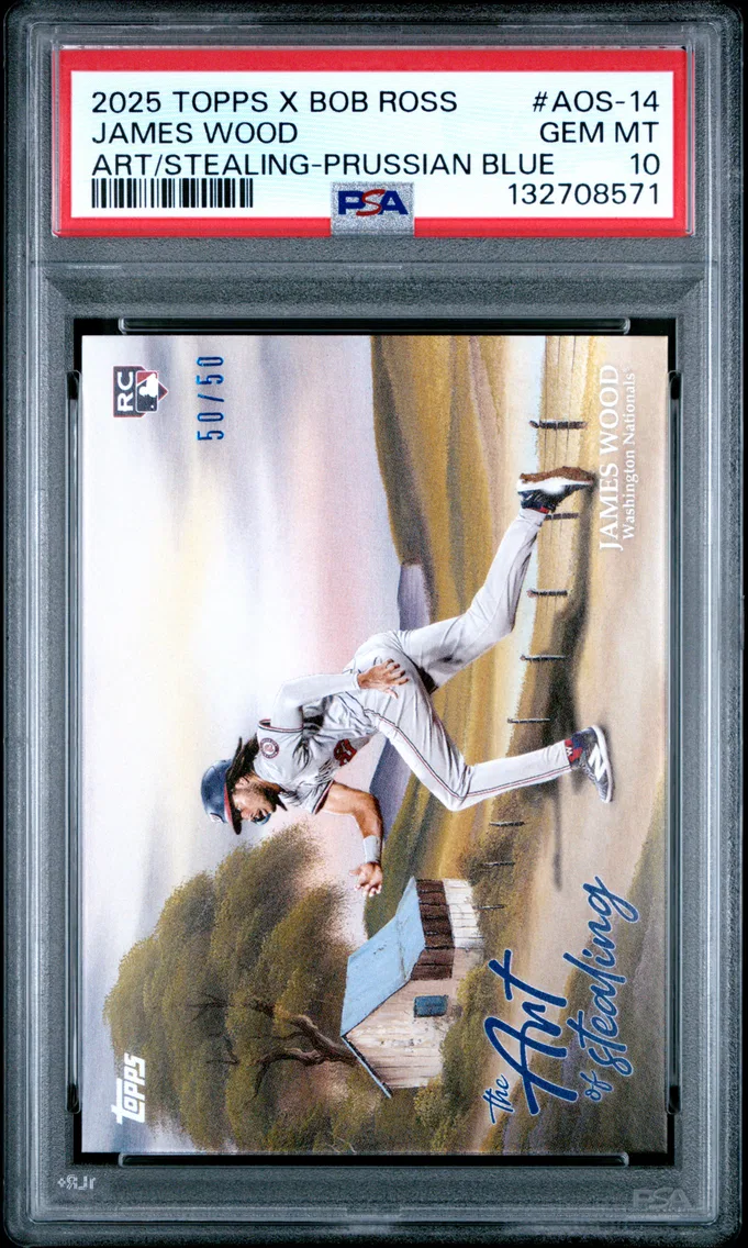 2025 #AOS-14 James Wood PSA 10 Topps X Bob Ross the Joy of Baseball the Art of Stealing
