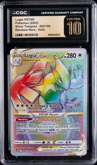2022 #202 Full Art/Lugia Vstar CGC 10 Pristine Sword & Shield Silver Tempest Pokemon