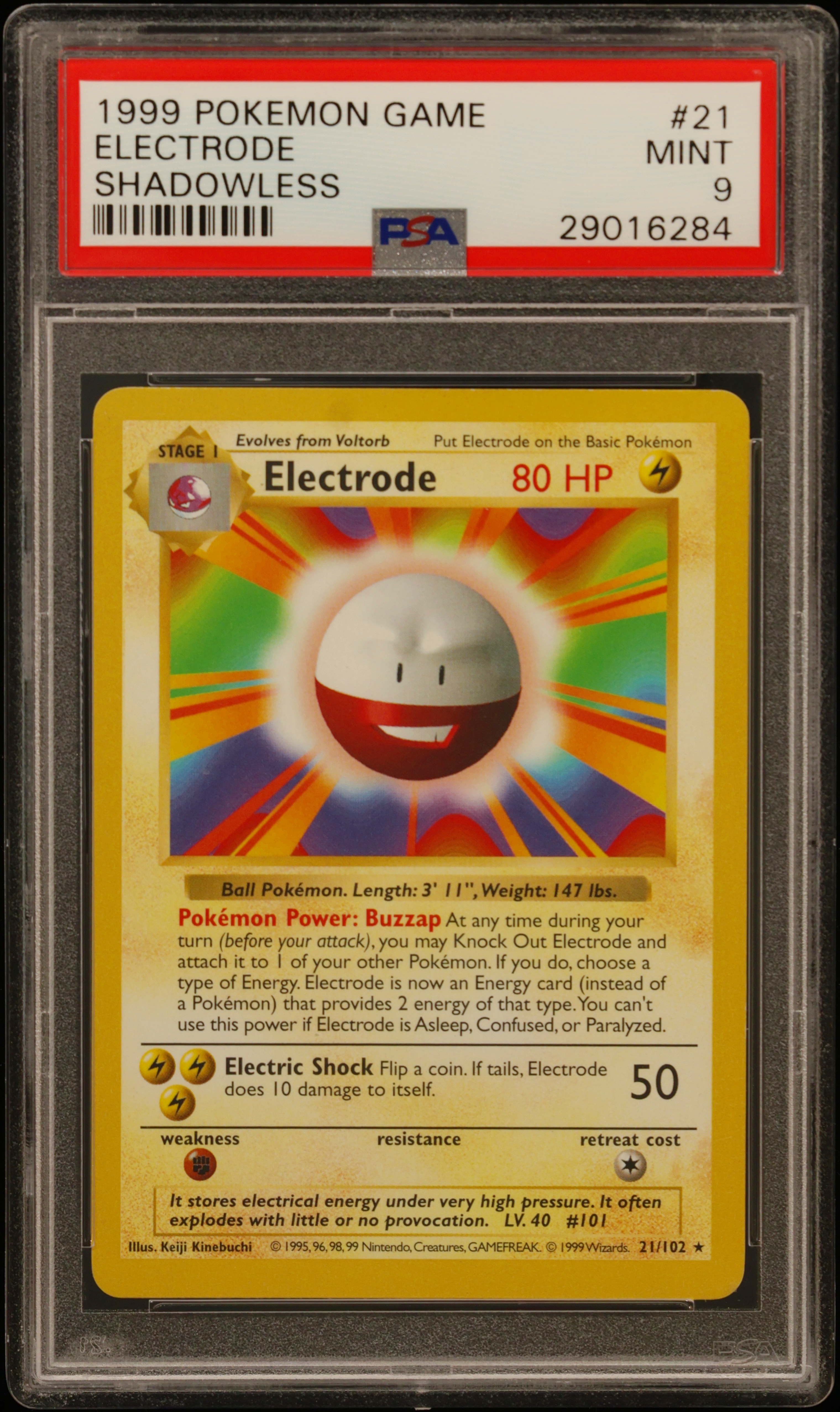 1999 #21 Electrode Shadowless PSA 9 Game