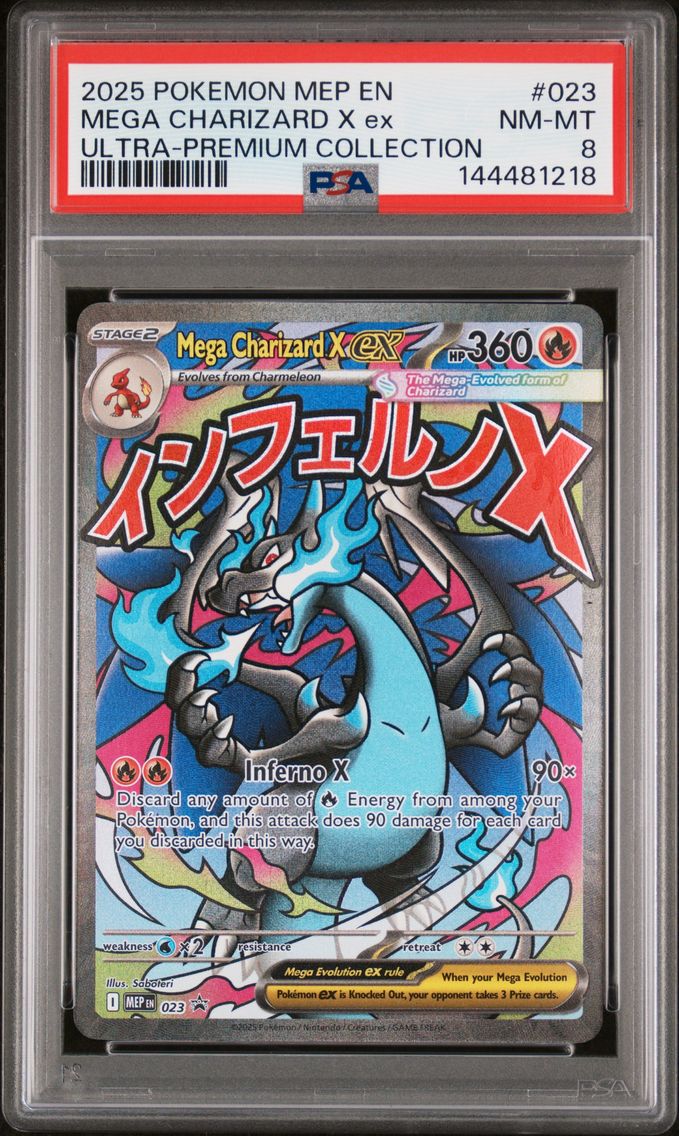 2025 #023 Mega Charizard X EX PSA 8 Mep EN-Me Black Star Promo Pokemon