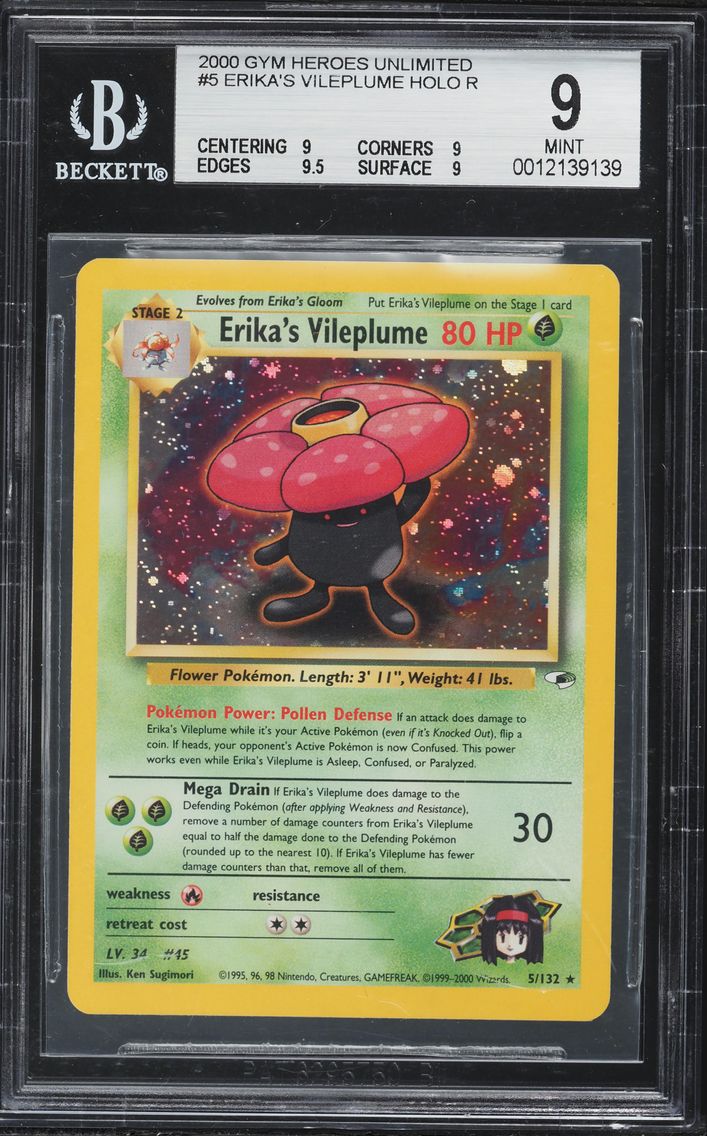 2000 #5 Erika's Vileplume BGS 9 Gym Heroes Pokemon