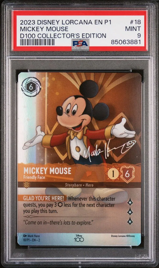2023 #18 Mickey Mouse - Friendly Face PSA 9 DISNEY100 Collector's Edition Gift Set Disney Lorcana EN P1-Promo Pokemon