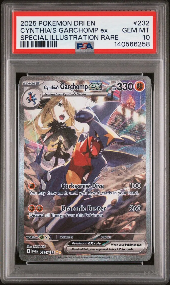 2025 #232 Cynthia's Garchomp EX PSA 10 Dri EN-Destined Rivals