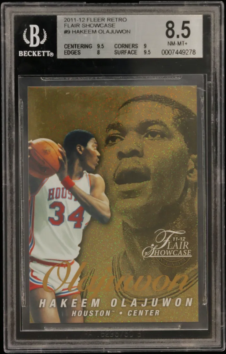 2011 #9 Hakeem Olajuwon BGS 8.5 Fleer Retro Flair Showcase