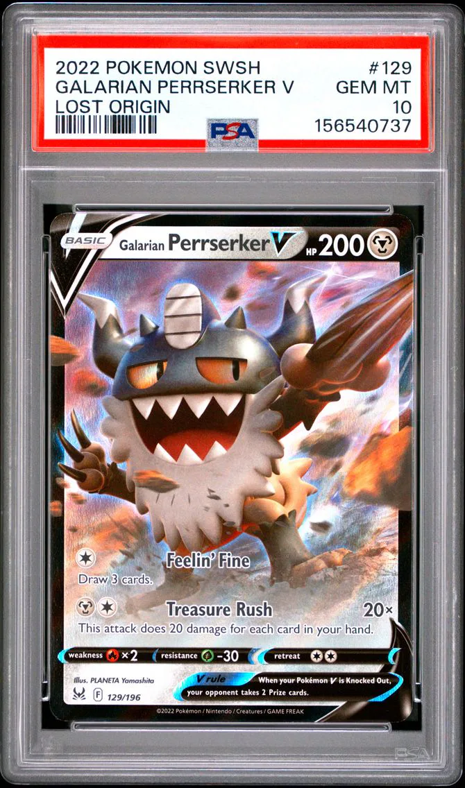 2022 #129 Galarian Perrserker V PSA 10 Sword & Shield Lost Origin