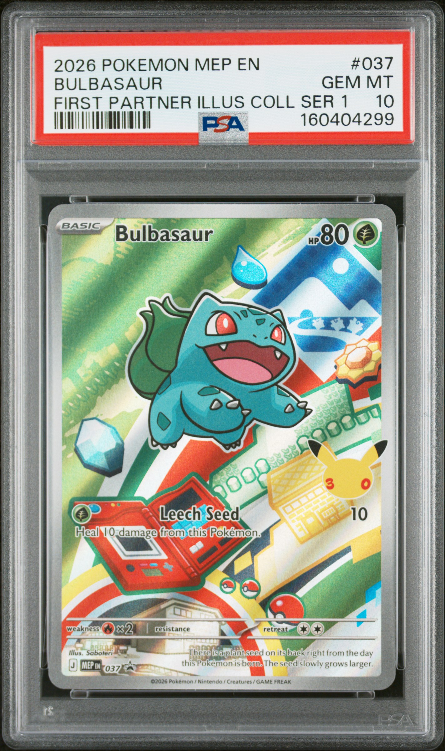 2026 #037 Bulbasaur PSA 10 Mep En-Me Black Star Promo