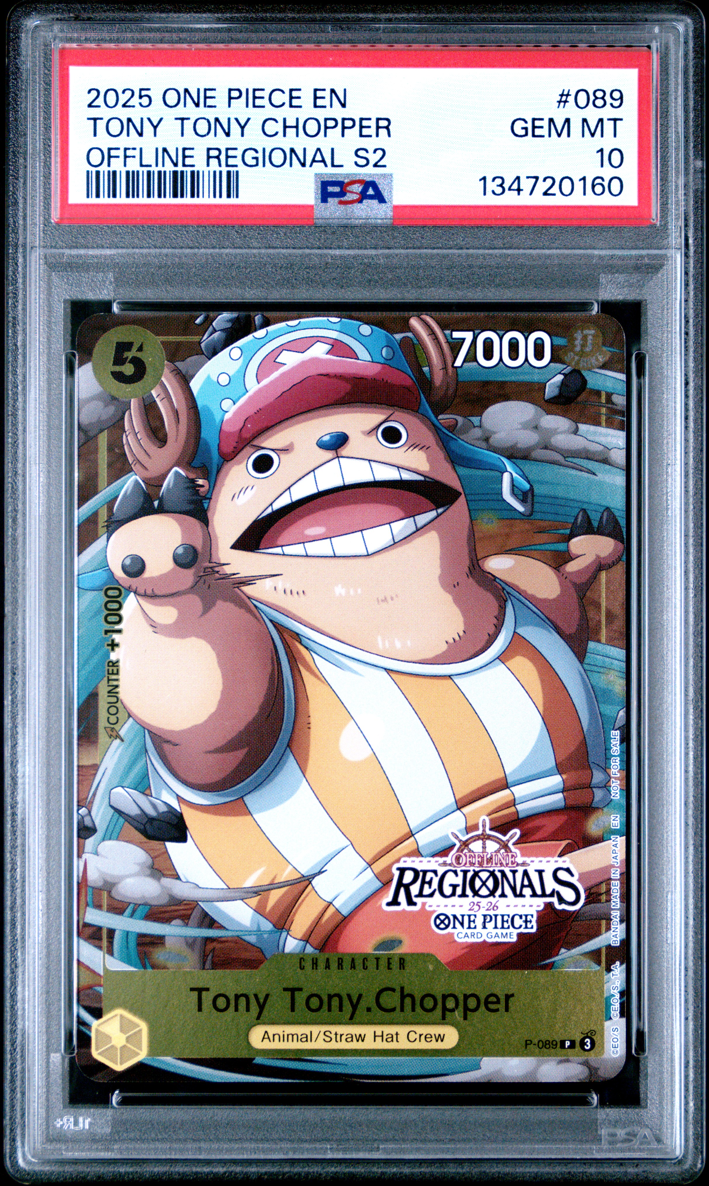 2025 #089 Tony Tony Chopper PSA 10 One Piece Offline Regionals Pack 2025 Season 2