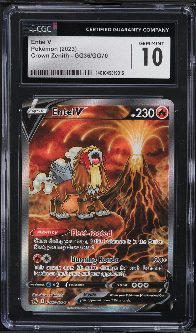 2023 #GG36 Full Art/Entei V CGC 10 Sword and Shield Crown Zenith Pokemon