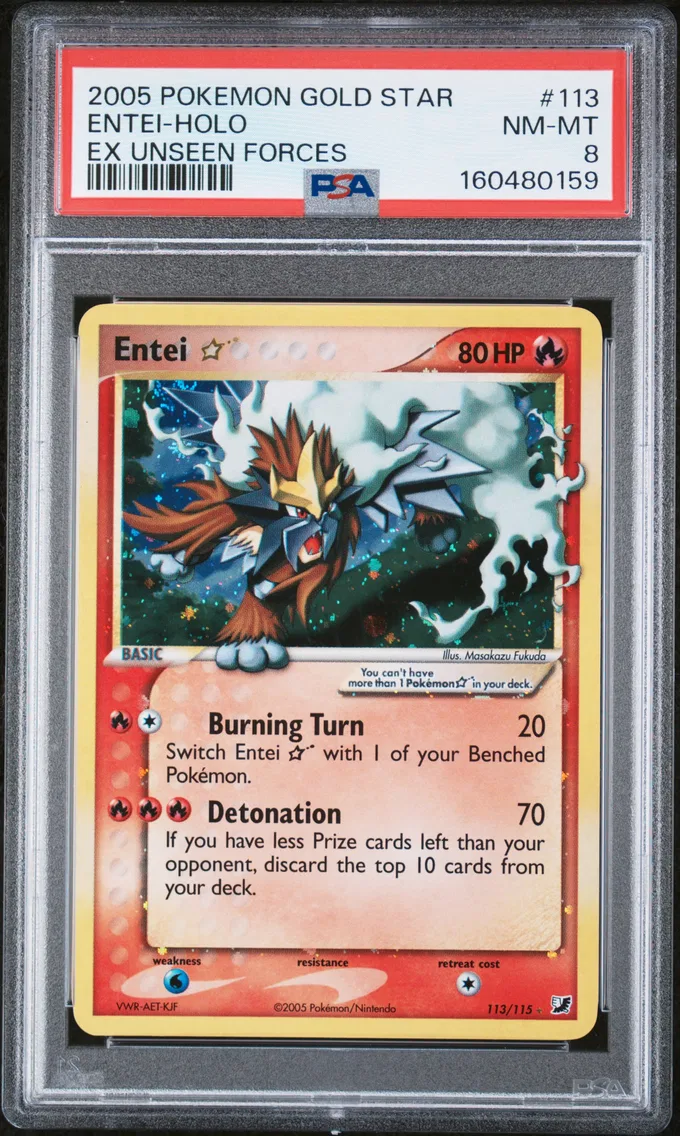 2005 #113 Entei-Holo Gold Star PSA 8 EX Unseen Forces