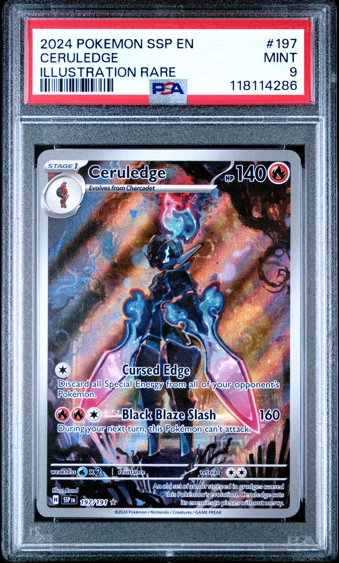 2024 #197 Ceruledge PSA 9 Ssp EN-Surging Sparks