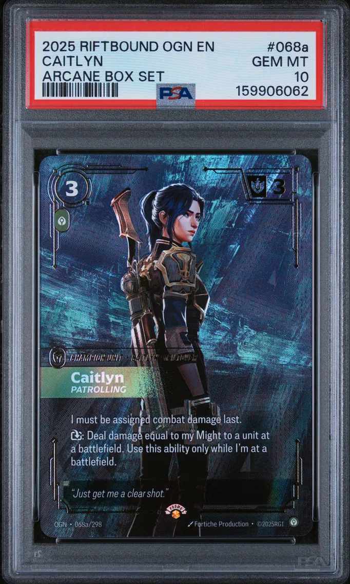 2025 #068a Caitlyn - Patrolling PSA 10 Riftbound: League of Legends Ogn-Origins