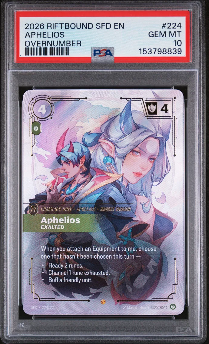 2026 #224 Aphelios - Exalted PSA 10 Riftbound: League of Legends Sfd-Spiritforged
