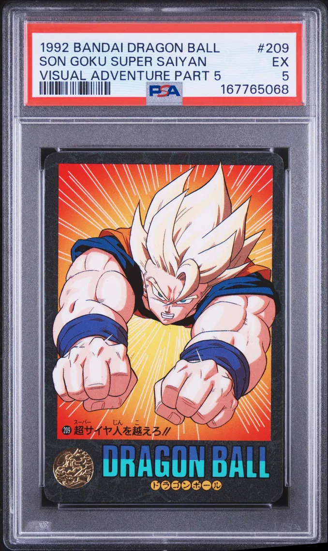 1992 #209 Son Goku Super Saiyan PSA 5 Bandai Dragon Ball Visual Adventure Part 5