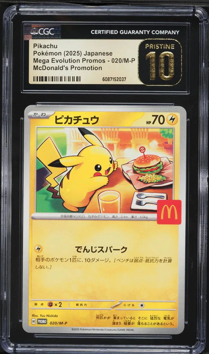 2025 Pokemon Japanese Mega Evolution McDonald's Promo Pikachu #20 CGC 10 PRISTINE