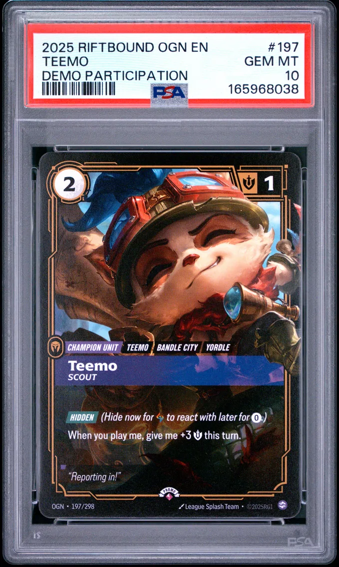 2025 #197 Teemo - Scout PSA 10 Riftbound: League of Legends Ogn-Origins