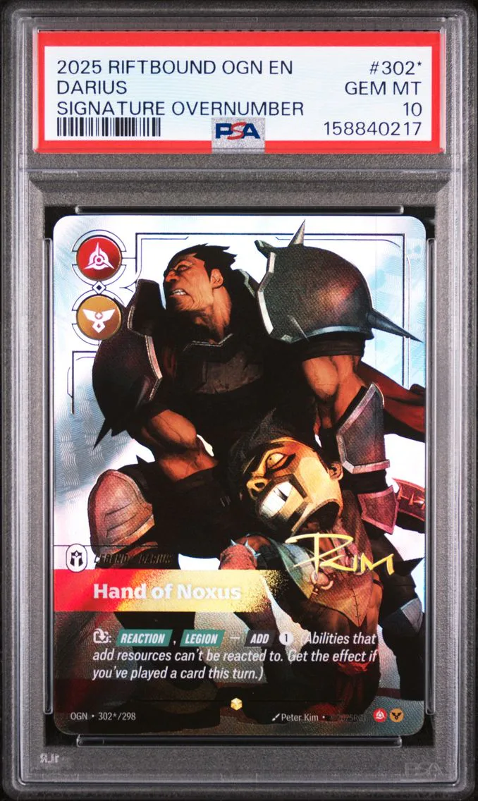 2025 #302* Darius - Hand of Noxus PSA 10 Riftbound: League of Legends Ogn-Origins